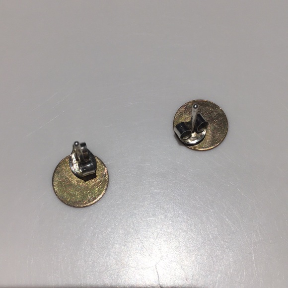 Handmade Brushed Gold Earrings - Picture 3 of 5